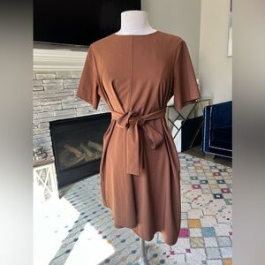 Class Italy Brown Front Tie Dress Size 44 EU US 12